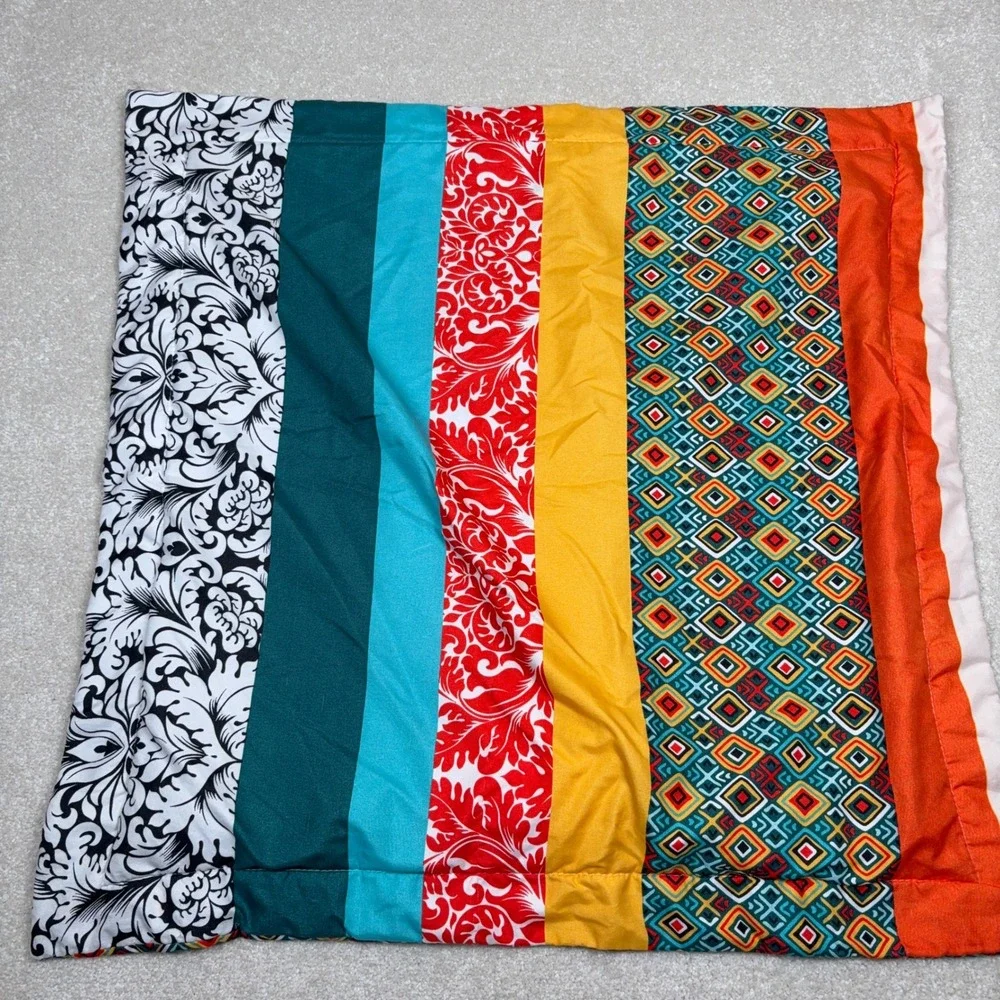 Multicolor Patchwork Striped Set 2 Pillow Covers Geometric Boho Colorful 26x26
